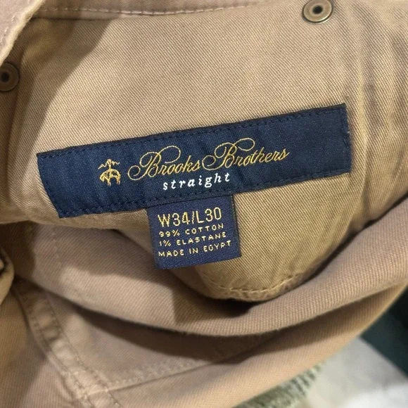 NEW Brooks Brothers Richmond 5-Pocket Chino Pants Mens 34x30 Tan Straight $148